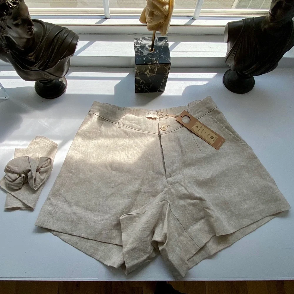 NWT Aulieude linen shorts (oat) - Picture 2 of 6